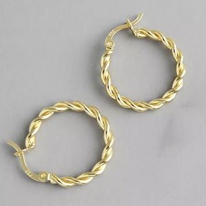 New 18K Gold Vermeil Sterling Silver 925 Rope Twist Hoops earring set